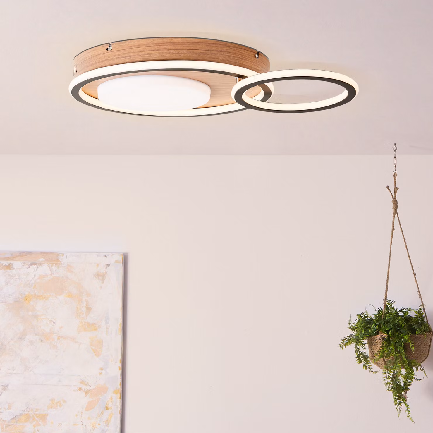 BRILLANTE plafoniera LED moderna KARNEY | plafoniera di design con stampa su legno | 48W 5600 lumen 3000 Kelvin | alluminio/plastica