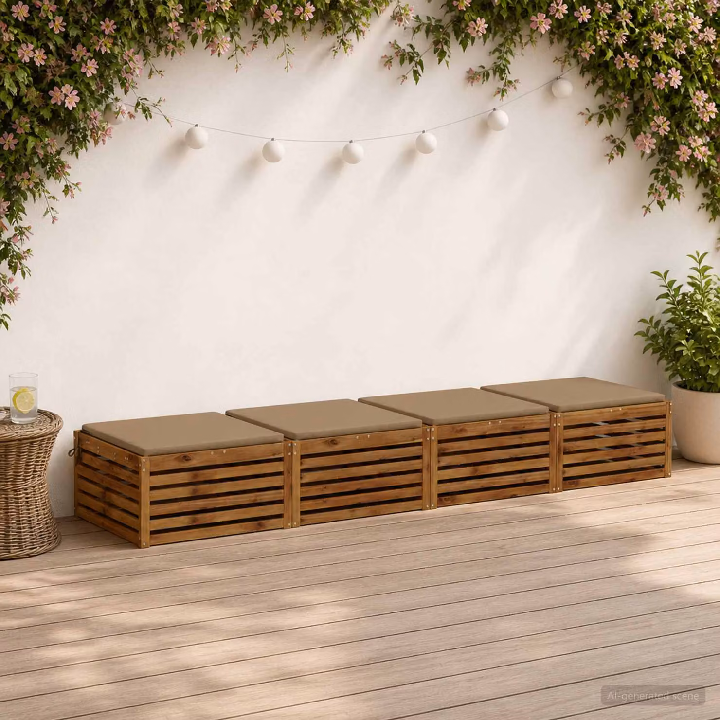 Set di 4 cuscini per sedia vidaXL in poliestere con fodera rimovibile e resistenza UV, colore grigio beige