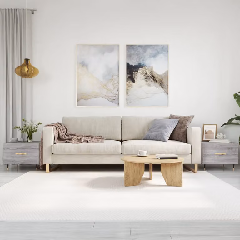 Set di 2 tavolini da salotto vidaXL in legno e metallo, colore grigio e beige, L/P/H: 50 x 50 x 40 cm