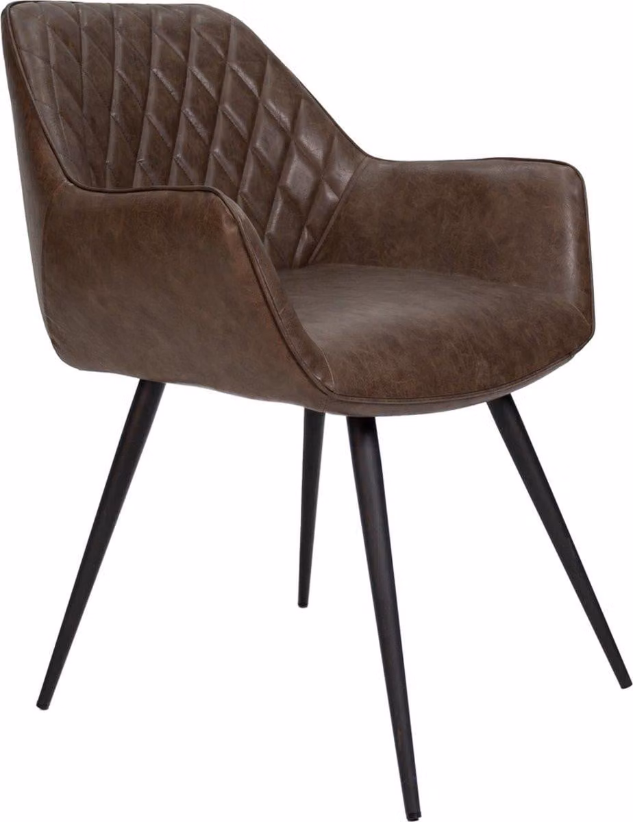 Sedia da pranzo Bolt Edge – Pelle finta taupe – Gambe in metallo – Sedia moderna – Sedia da soggiorno – Sedia da cucina – Altezza seduta 49 cm – 1 pezzo