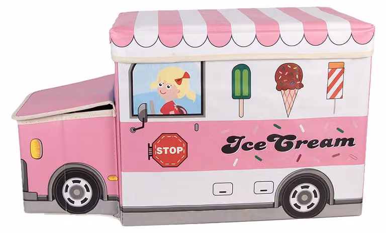 Clayre & Eef Contenitore da auto 55x32x28 cm in plastica rosa