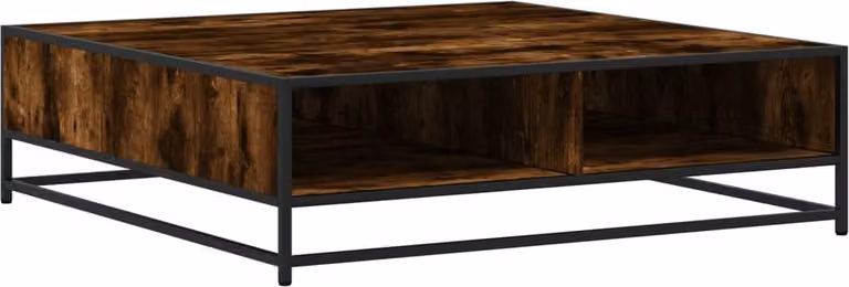 Tavolino Rovere Fumo 100x100x30 cm in Truciolato e Metallo