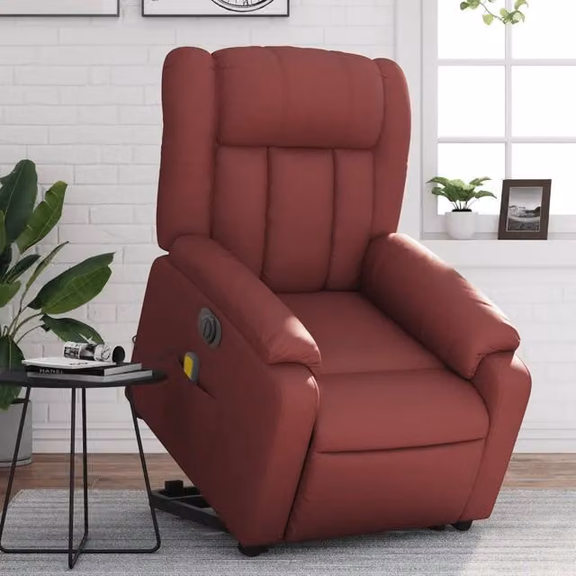 Poltrona Alzapersona Reclinabile vidaXL in Similpelle Rossa con Assistenza Elettrica per Senior
