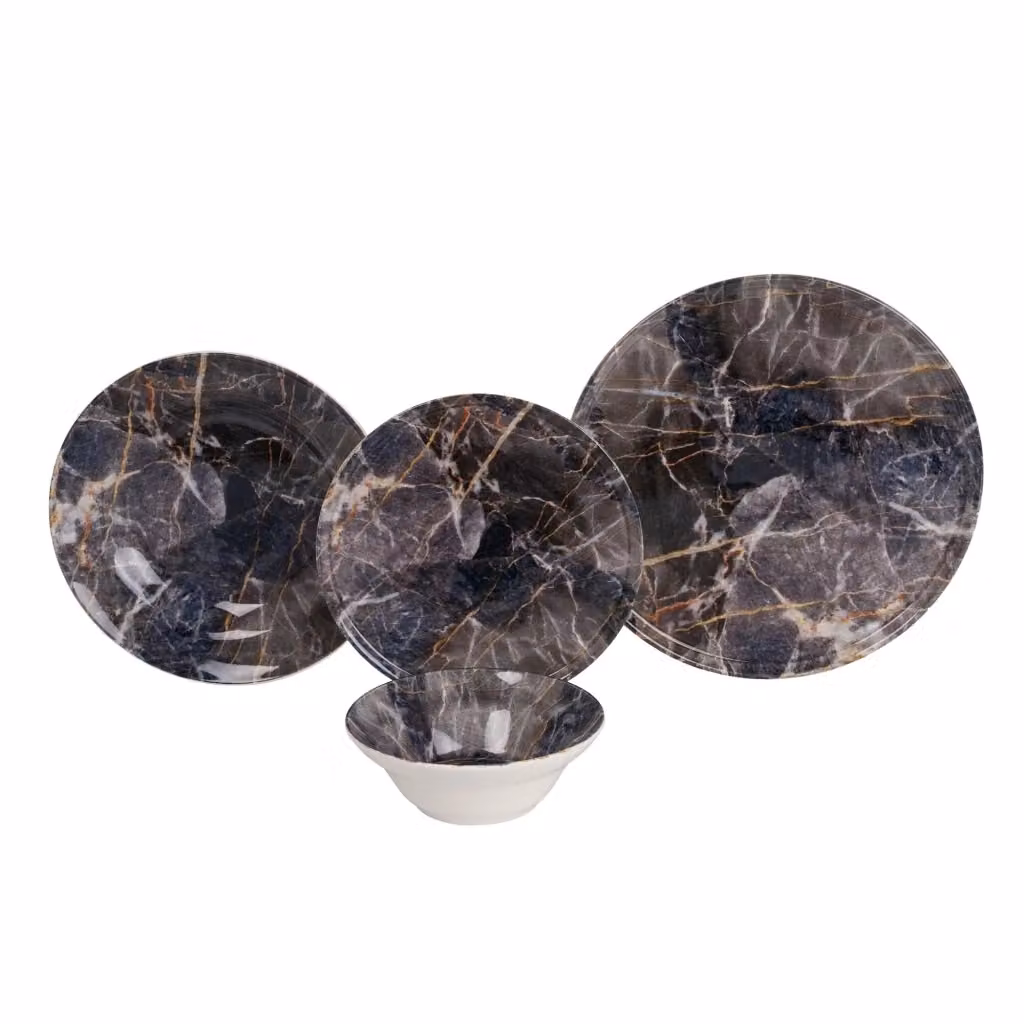 Servizio piatti in ceramica Nitoleme da 24 pezzi, multicolore, adatto a lavastoviglie e microonde – 2