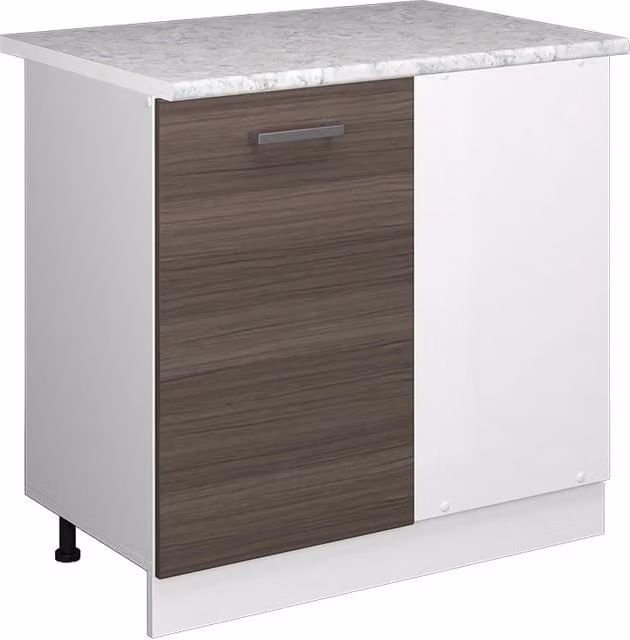Mobile ad angolo cucina R-Line Grigio nobile/Bianco 86 cm, PL Marmo Vicco