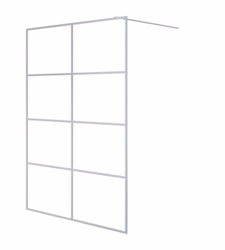 Parete Doccia Walk in vidaXL Argento con Vetro Trasparente ESG L: 140 cm, H: 195 cm