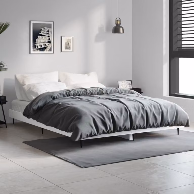 Giroletto vidaXL Bianco Lucido in Legno Multistrato e Metallo L: 138 cm, P: 193 cm