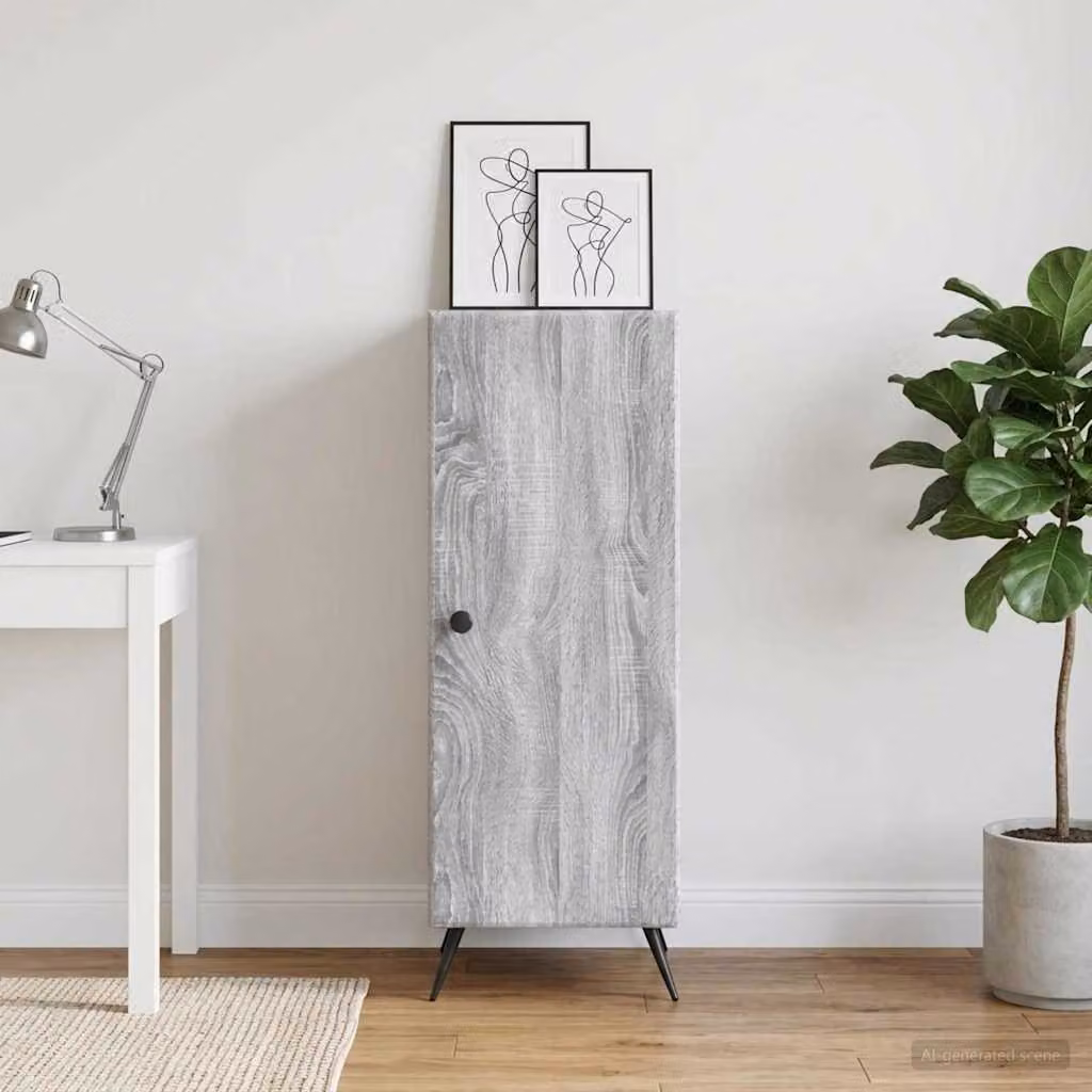 Credenza moderna vidaXL in legno ingegnerizzato grigio, L: 33 cm, P: 34,5 cm, H: 90 cm