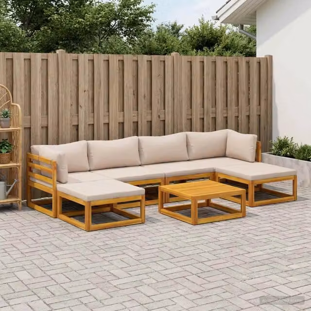 Set di divani 7 pz Naturale Legno di Acacia Massello 3417235