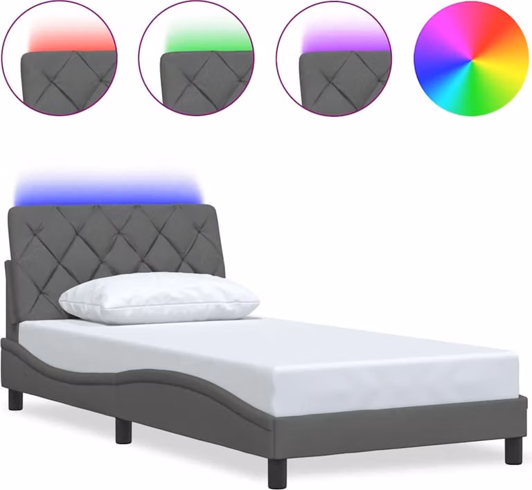 Giroletto con LED senza Materasso Grigio Scuro 100x200 cm