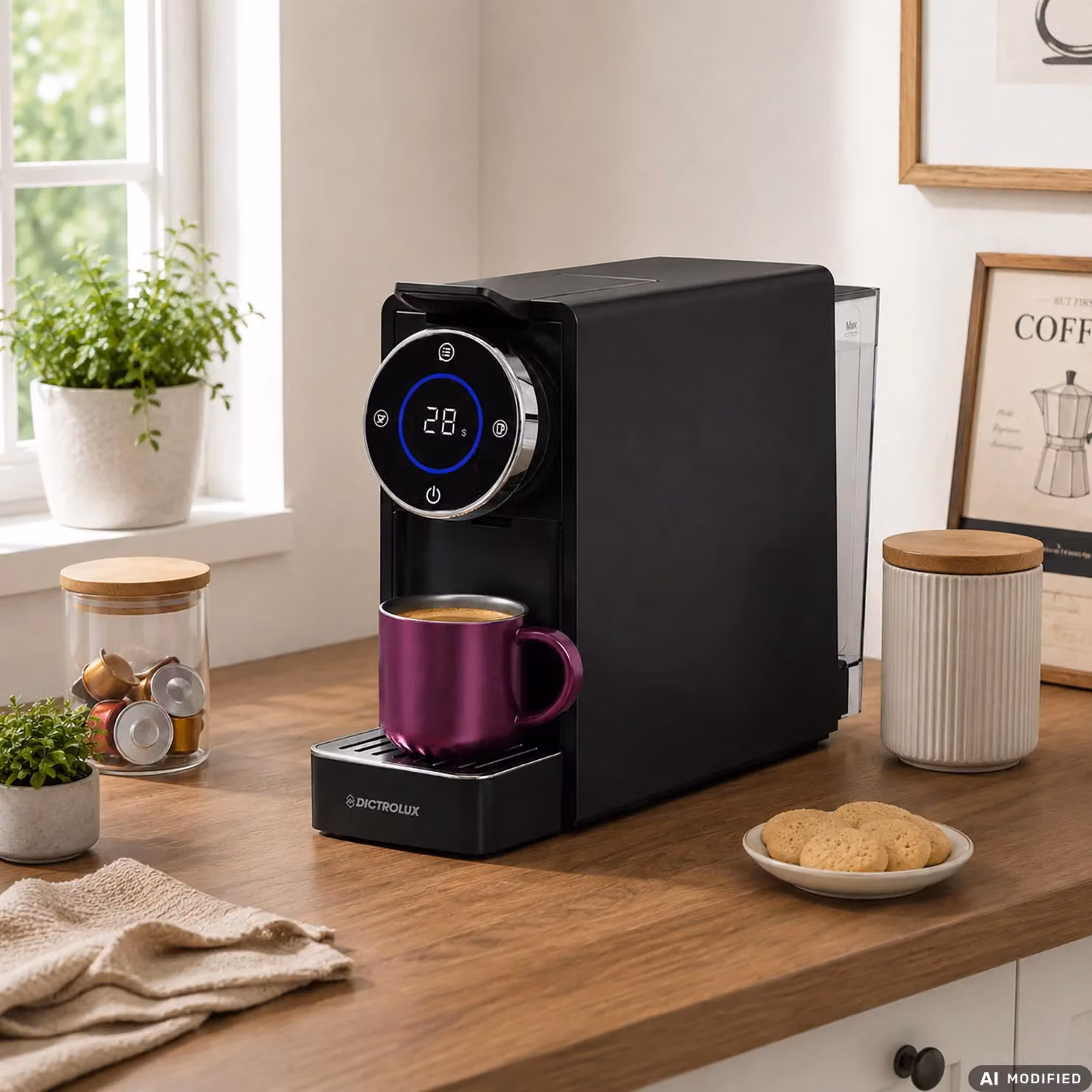 Macchina da Caffè Digitale Dictrolux Rebeka Black ST-502S da 1450 Watt Compatibile con Capsule Nespresso Original – 2