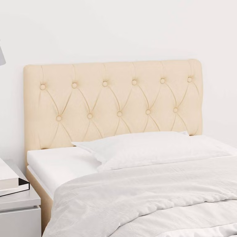 Testiera per letto vidaXL in tessuto beige con struttura in legno L: 80 cm, P: 7 cm, H: 78-88 cm