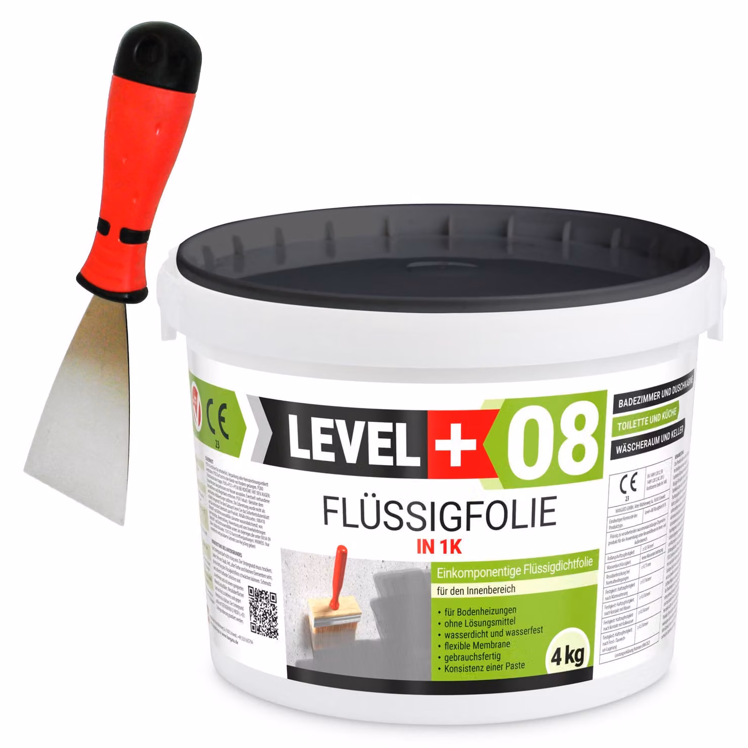 Set di sigillante a film liquido 4 kg, spatola in acciaio inossidabile da 60 mm, qualità da bagno, SET400