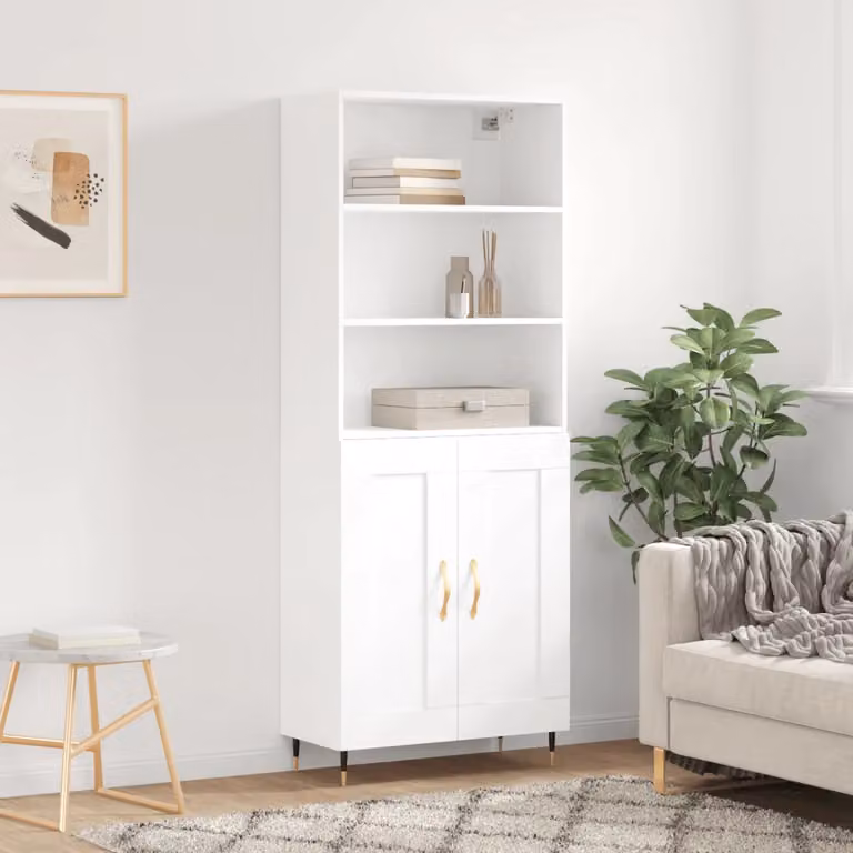 Credenza bianca stile industrial vidaXL in legno e metallo con ante a battente L/P/H: 69,5 x 34 x 180 cm
