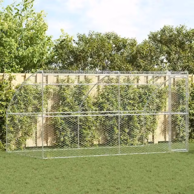 Set di 2 cuccie per cani vidaXL in metallo argentato resistente alle intemperie L/P/H: 4 x 2 x 2 m – 1