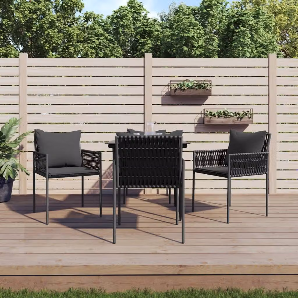 The Living Store Set da pranzo da giardino 5 pezzi con cuscini in poly rattan e acciaio