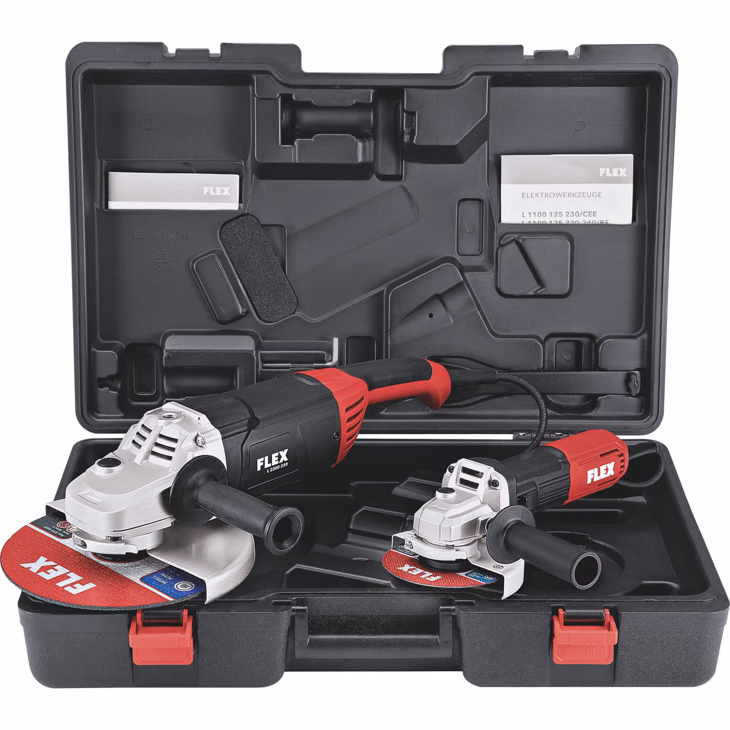 Flex Winkelschleifer Set L2200 230mm + L1100 125mm (mit Transportkoffer)