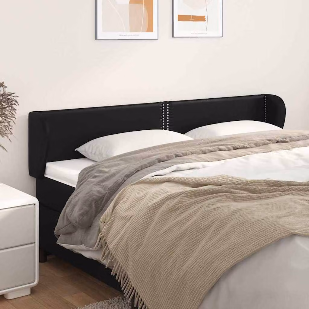 Testiera per letto con design ad orecchio vidaXL in similpelle nera, L: 203 cm, P: 23 cm, H: 78-88 cm
