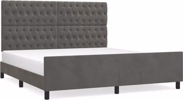Letto matrimoniale | Letto per adulti | Giroletto con Testiera Grigio Scuro 180x200 cm in Velluto