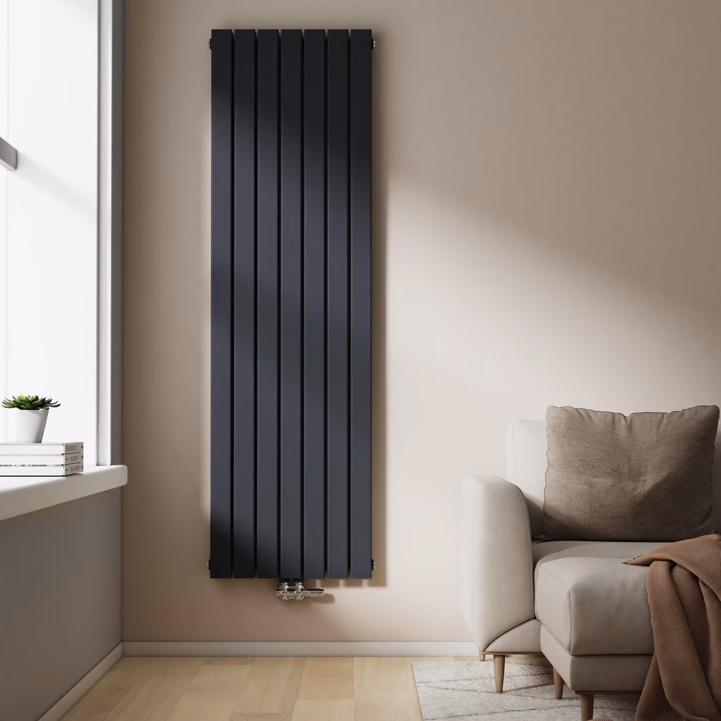 Radiatore a pannello design, a due strati, colore antracite, dimensioni 180 x 53,8 cm, potenza 1895 W