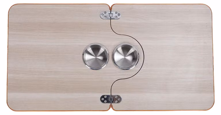 Piano tavolo per camper, 29,53 x 15,35 pollici, piano tavolo ribaltabile in legno massello con 2 portabicchieri in acciaio inossidabile per roulotte, camper, yacht,