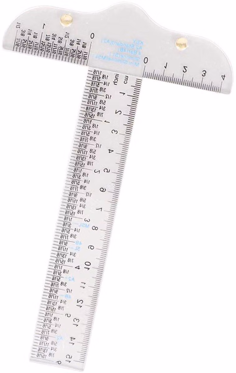 Righello in acrilico trasparente, portatile, grande, in pollici e centimetri