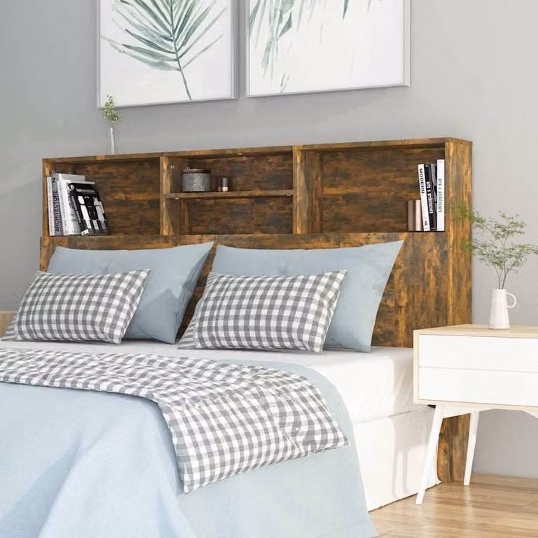 Testiera con scomparti integrati vidaXL in legno Rovere Fumo L: 160 cm, P: 19 cm, H: 103,5 cm