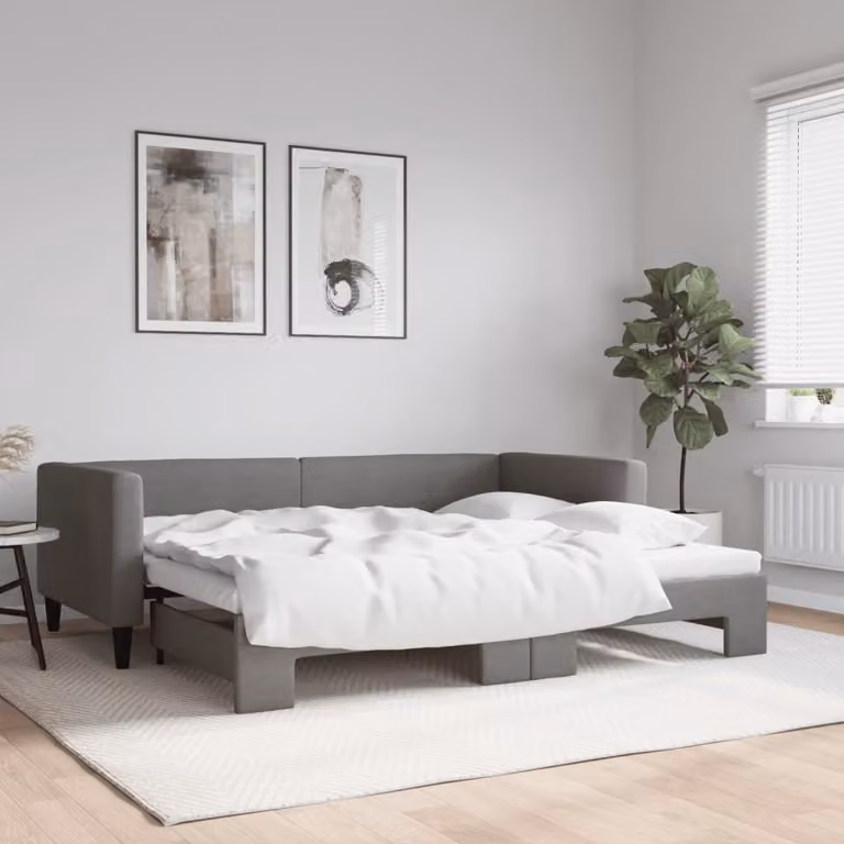 Maison Exclusive - Divano letto estraibile grigio scuro 90x190 cm in tessuto
