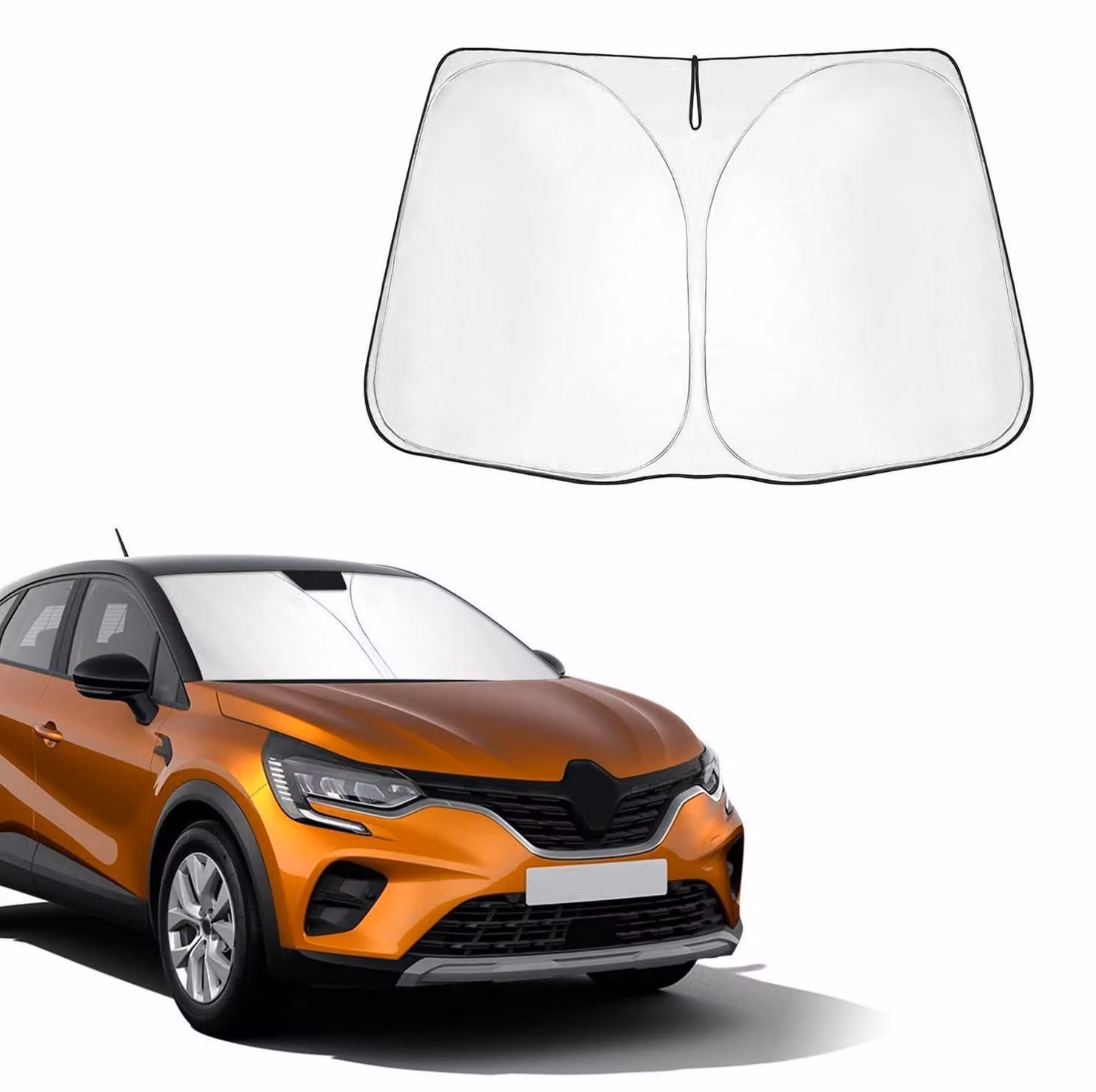 Copertura parasole per auto, compatibile con Renault Captur II e I – Parasole pieghevole per parabrezza con protezione UV e isolamento termico