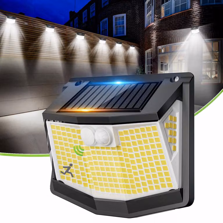 Lampada solare con 248 LED, sensore di movimento, grado di protezione IP65, angolo di illuminazione 270°, 1500 lumen