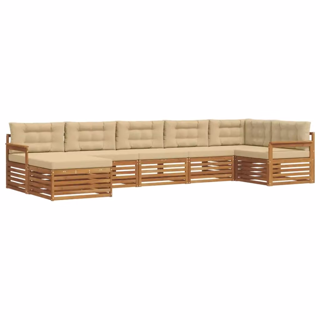 Set di divani da esterno vidaXL a 7 posti in legno di acacia con cuscini beige e sabbia – 2