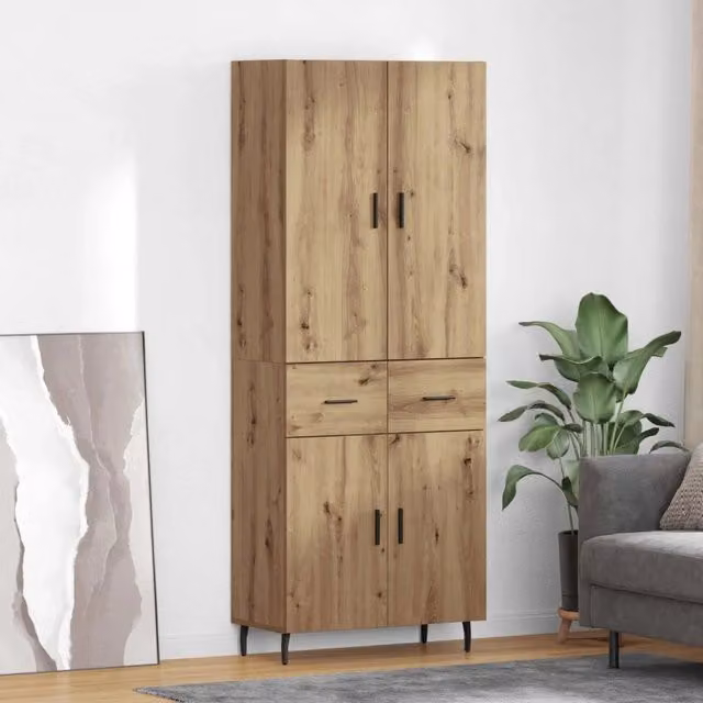 Credenza moderna vidaXL in rovere marrone con ante a battente e ripiani interni, L/P/H: 69,5 x 34 x 180 cm – 1