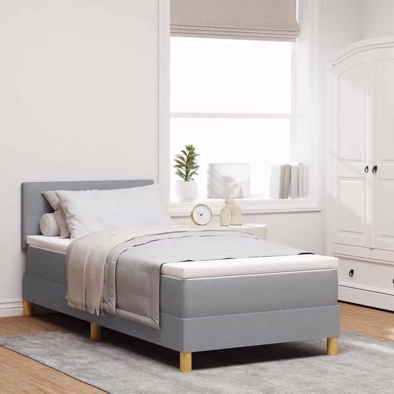 Maison Exclusive - Letto a Sorgente LED con led Grigio chiaro 100 x 200 cm Tessuto