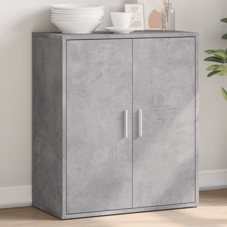 Credenza moderna vidaXL in legno multistrato e MDF, colore grigio cemento, L: 60 cm, P: 31 cm, H: 70 cm