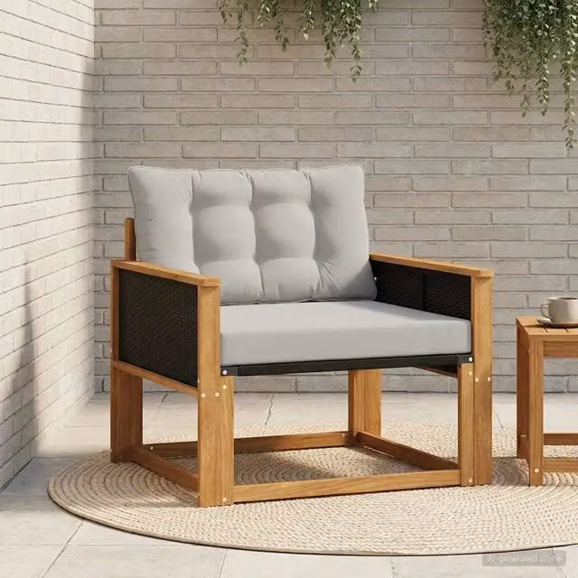 Set di divani da esterno DESIGN IN in legno di acacia massello e textilene grigio con cuscini inclusi – 1