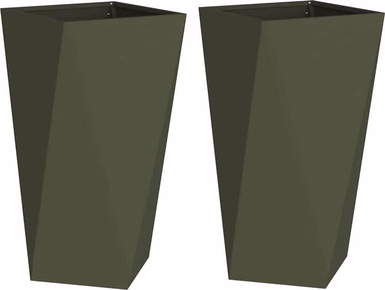 Fioriera 2 pcs Verde oliva 40 x 40 x 75 cm Acciaio