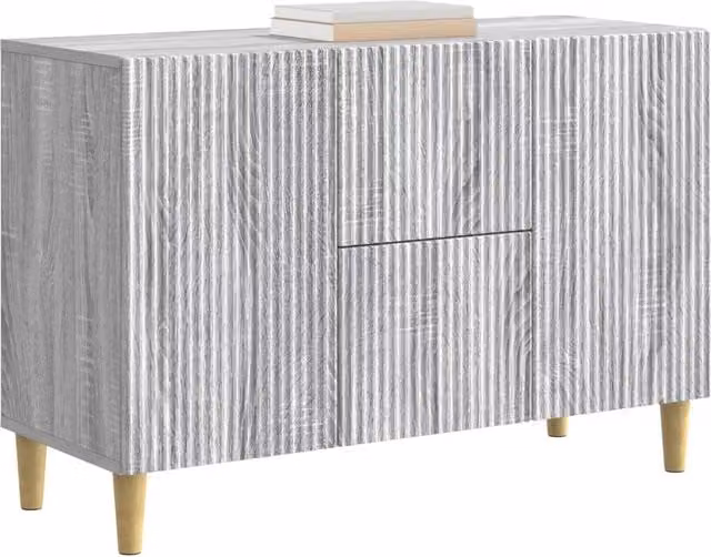 Credenza moderna in legno ingegnerizzato Grigio Sonoma, L: 89 cm, P: 34,5 cm, H: 60 cm