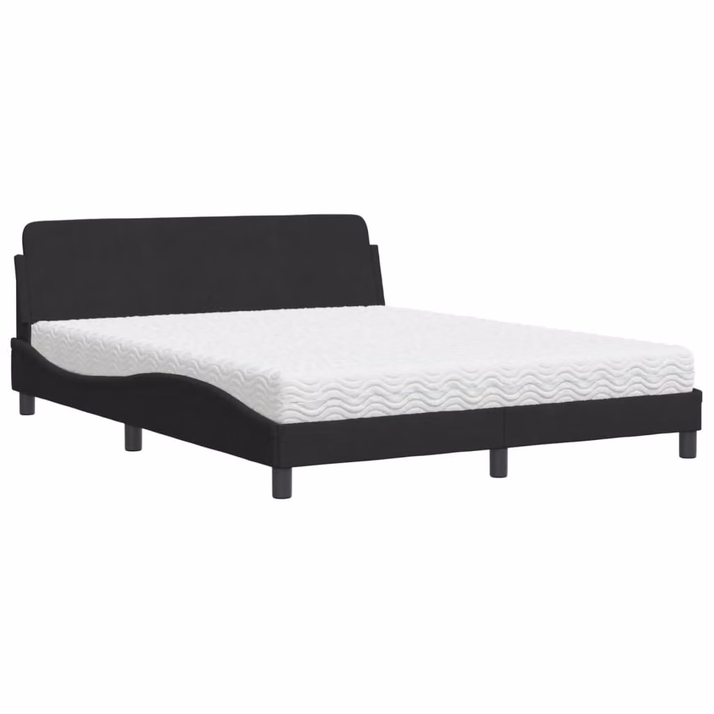 Letto con Materasso Dover Nero 160x200 cm in Velluto