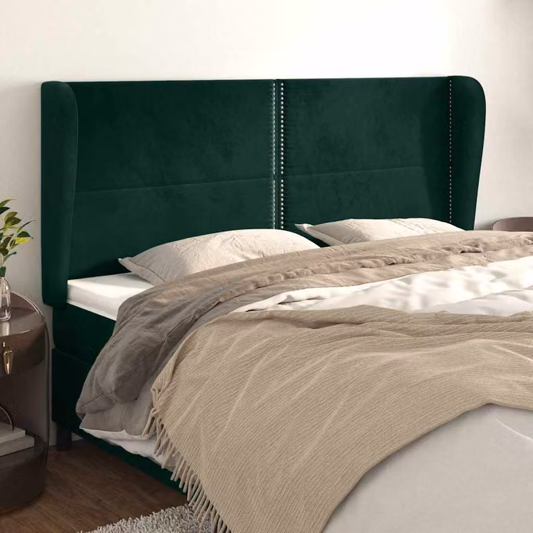 Testiera ad orecchio vidaXL in velluto verde scuro L: 183 cm, P: 23 cm, H: 118/128 cm