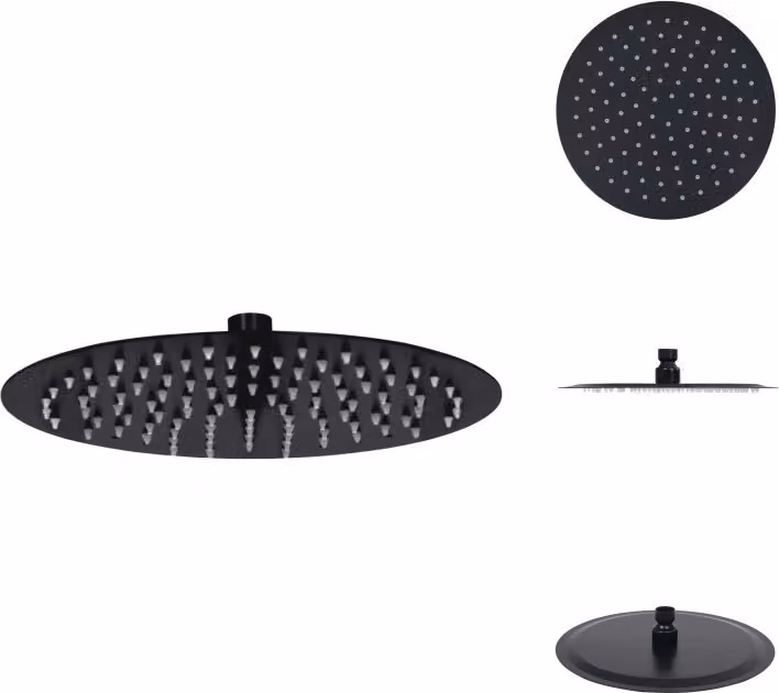 vidaXL Soffione doccia a pioggia in acciaio inox 25 cm rotondo nero - Soffioni doccia