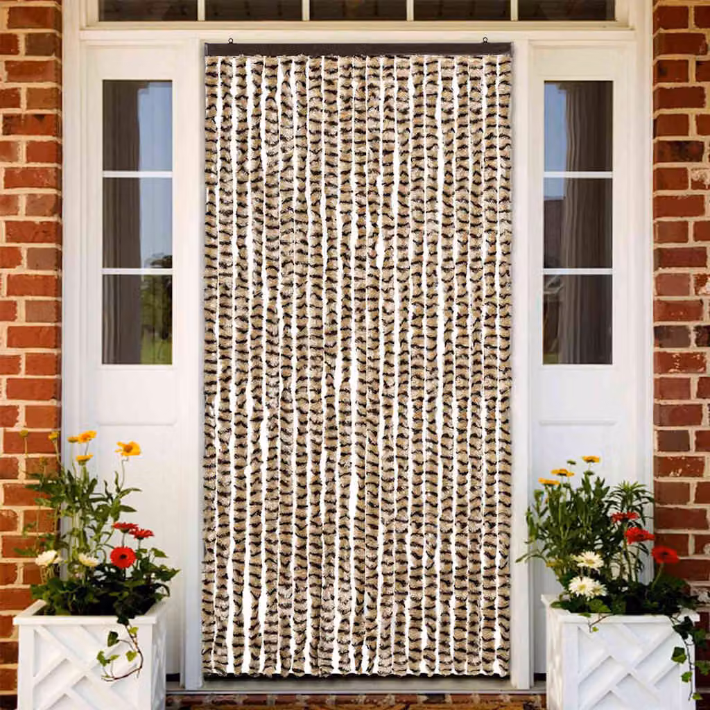 Zanzariera vidaXL a righe beige e marrone in ciniglia e poliestere L: 90 cm, H: 220 cm