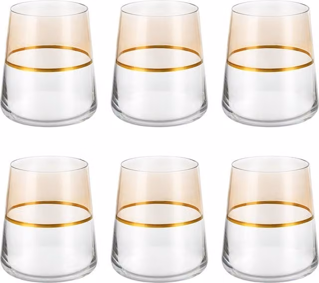 Set di 6 bicchieri per acqua Spectrum in vetro beige e oro da 420 ml