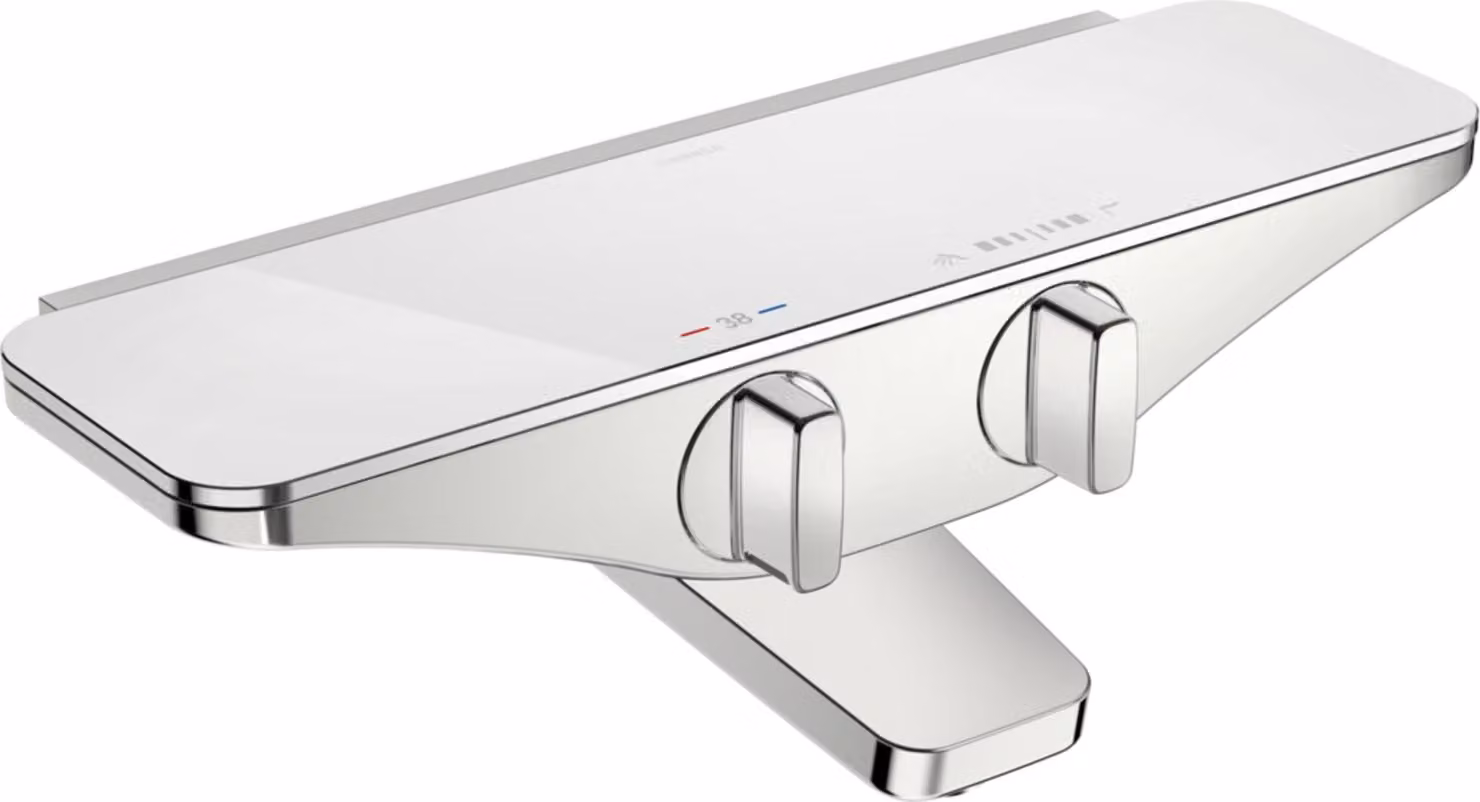 HANSA HANSAEMOTION Mitigeur bain/douche, saillie 137mm, avec verre de sécurité, chrome/blanc, 5864217182, 5864217182