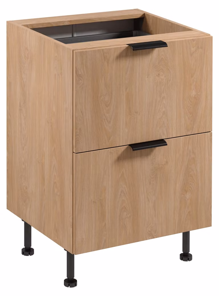 Mobile basso con cassetti SALERNO - larghezza 60 cm, rovere + credenza in omaggio