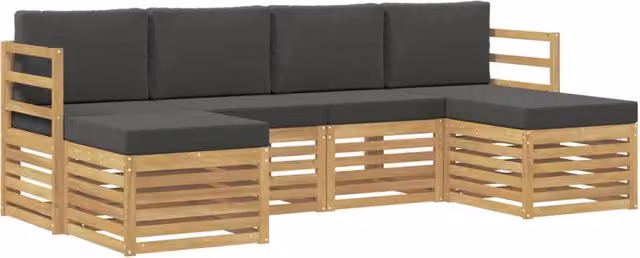 Set di divani da esterno 6 pz Bianco e Antracite Poliestere 3392257
