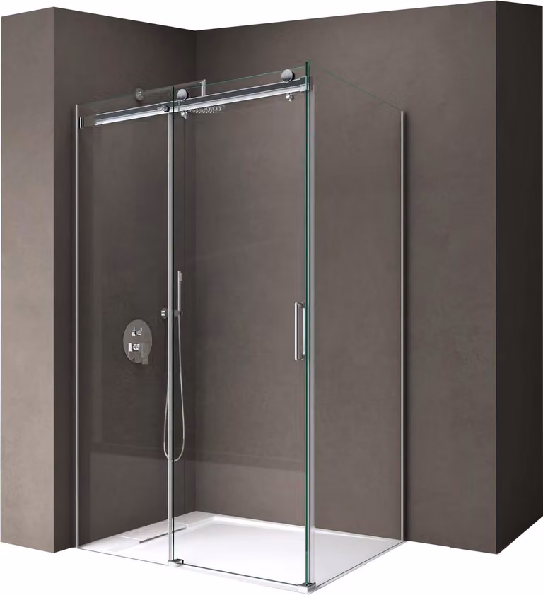 doporro Box Doccia 80x160x195 cm in Vetro Temperato Trasparente 8 mm Porta Scorrevole con Maniglie e Profili Cromati, Trattamento Anticalcare Easy Clean - Ravenna17K