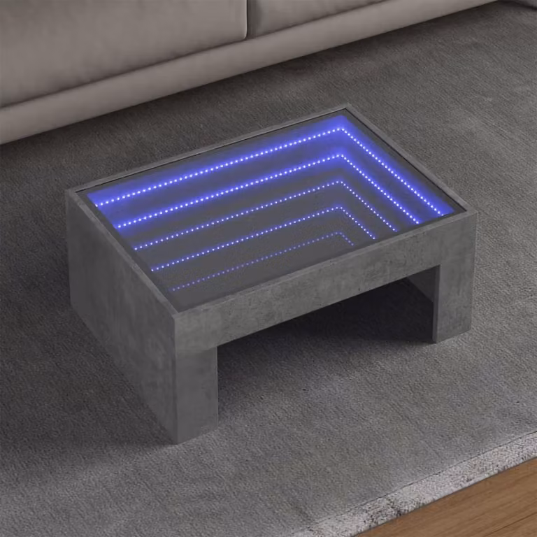 vidaXL Tavolino da Salotto Moderno con LED Infinity Grigio Cemento L: 70 cm, P: 50 cm, H: 30 cm