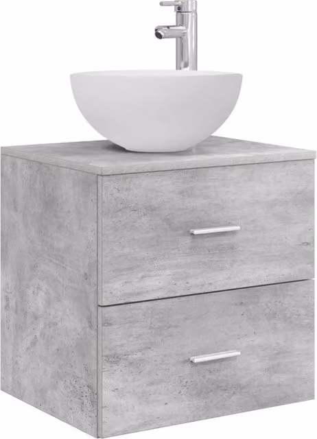 Mobiletto con Lavabo | Armadio Lavabo a Parete Grigio Cemento 49,5 x 35 x 63 cm
