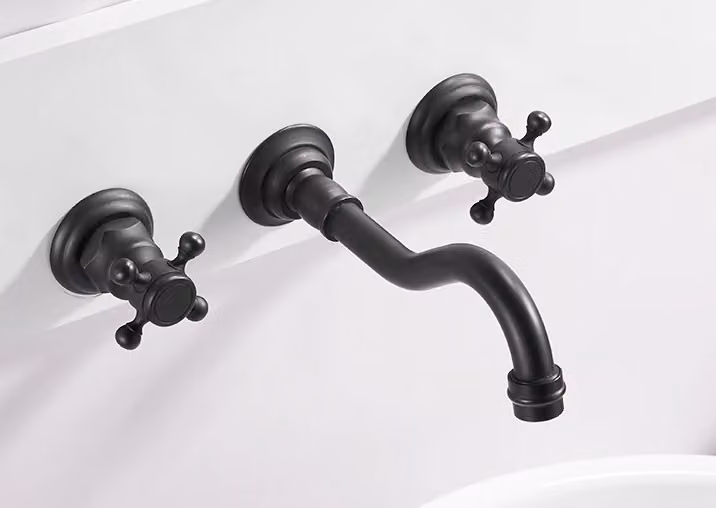 Rubinetto per lavabo a parete nero retrò KRAN SIRELLA LAUFERI