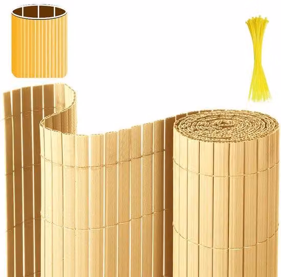 Pannello divisorio in PVC per esterni, dimensioni 0,8 x 4 metri, colore bambù, per garantire privacy, ideale per giardini e balconi